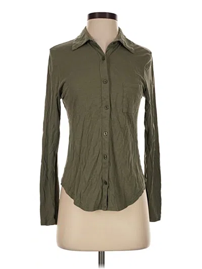 Pre-owned Splendid Long Sleeve Button Down Shirt In Green