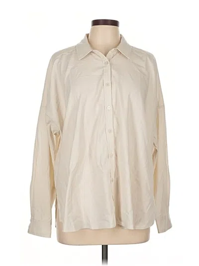 Pre-owned Splendid Long Sleeve Button Down Shirt In Ivory