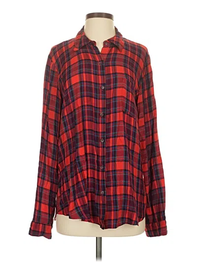 Pre-owned Splendid Long Sleeve Button Down Shirt In Red