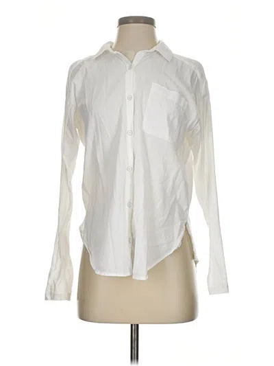 Pre-owned Splendid Long Sleeve Button Down Shirt In White