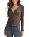 Splendid Long Sleeve Button Front Cardigan In Brown