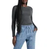 Splendid Long Sleeve Crewneck T-shirt In Heather Shadow