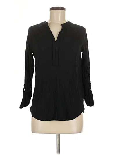 Pre-owned Splendid Long Sleeve Henley Shirt In Black