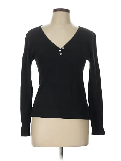 Pre-owned Splendid Long Sleeve Henley Shirt In Black