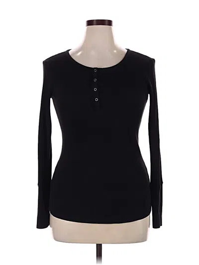 Pre-owned Splendid Long Sleeve Henley Shirt In Black