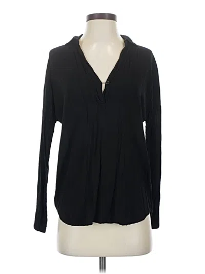 Pre-owned Splendid Long Sleeve Henley Shirt In Black