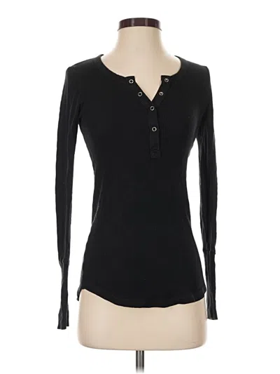 Pre-owned Splendid Long Sleeve Henley Shirt In Black