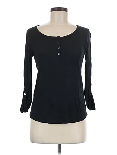 Pre-owned Splendid Long Sleeve Henley Shirt In Black