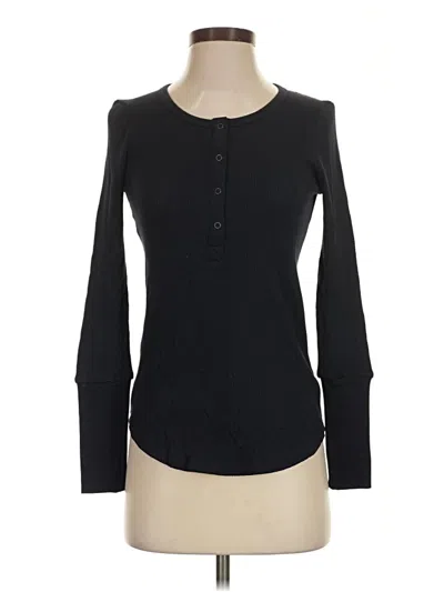 Pre-owned Splendid Long Sleeve Henley Shirt In Black