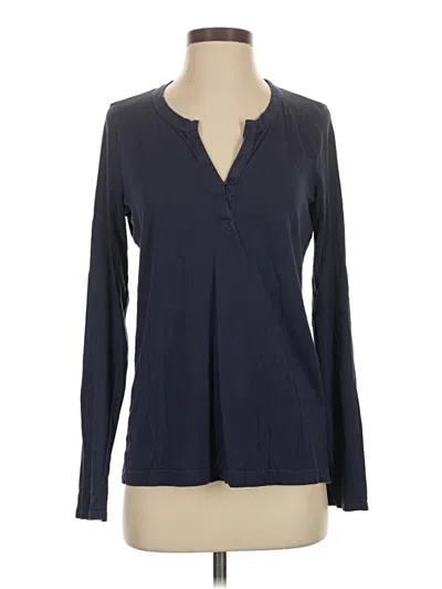 Pre-owned Splendid Long Sleeve Henley Shirt In Blue