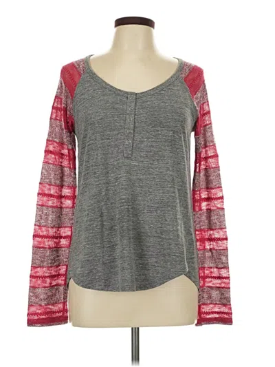 Pre-owned Splendid Long Sleeve Henley Shirt In Gray