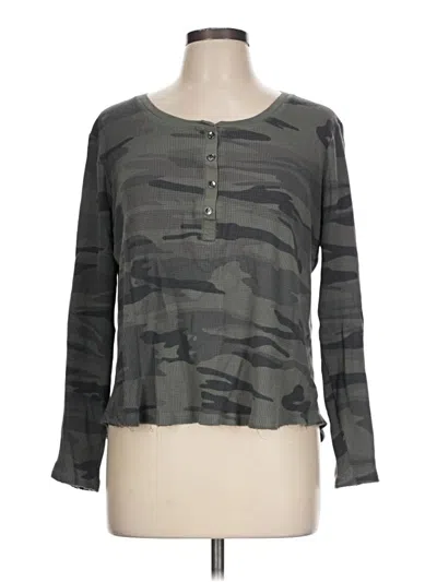 Pre-owned Splendid Long Sleeve Henley Shirt In Gray