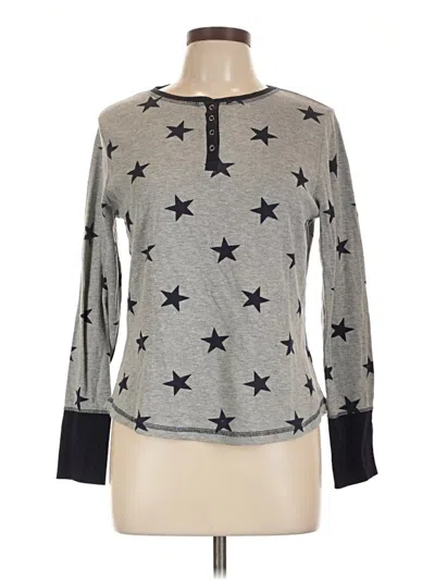 Pre-owned Splendid Long Sleeve Henley Shirt In Gray