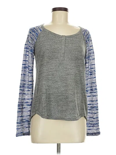 Pre-owned Splendid Long Sleeve Henley Shirt In Gray