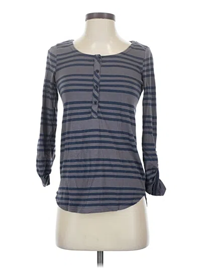 Pre-owned Splendid Long Sleeve Henley Shirt In Gray