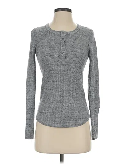 Pre-owned Splendid Long Sleeve Henley Shirt In Gray
