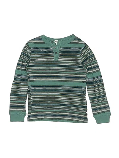 Pre-owned Splendid Kids' Long Sleeve Henley Shirt In Green