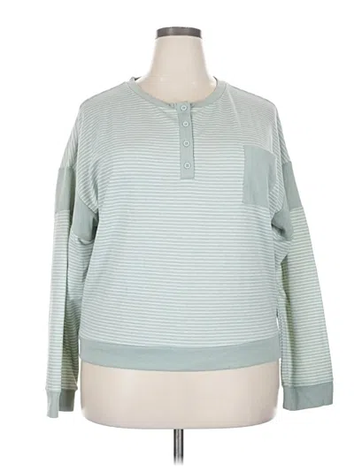Pre-owned Splendid Long Sleeve Henley Shirt In Green