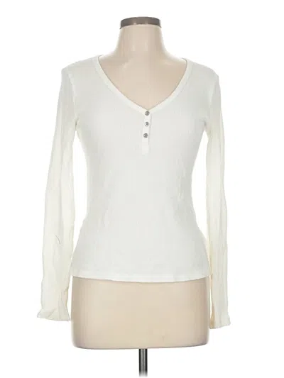 Pre-owned Splendid Long Sleeve Henley Shirt In Ivory