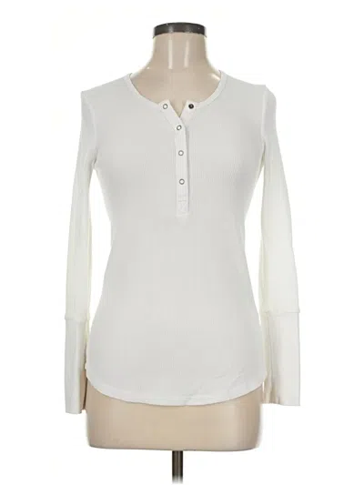 Pre-owned Splendid Long Sleeve Henley Shirt In Ivory