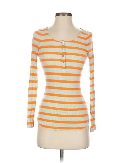 Pre-owned Splendid Long Sleeve Henley Shirt In Orange
