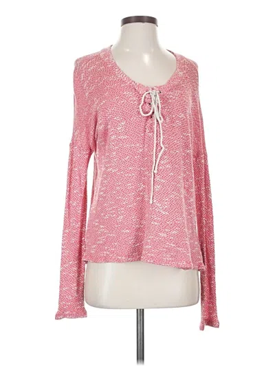 Pre-owned Splendid Long Sleeve Henley Shirt In Pink