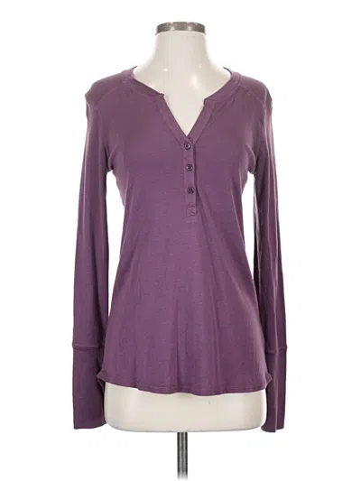 Splendid Long Sleeve Henley Shirt In Purple