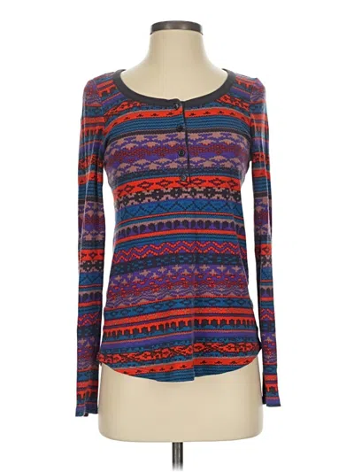 Pre-owned Splendid Long Sleeve Henley Shirt In Purple