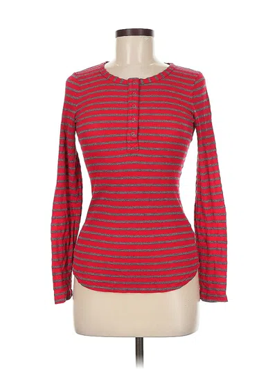 Pre-owned Splendid Long Sleeve Henley Shirt In Red