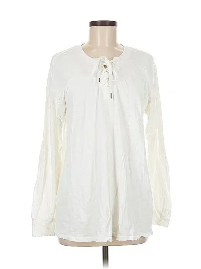Pre-owned Splendid Long Sleeve Henley Shirt In White