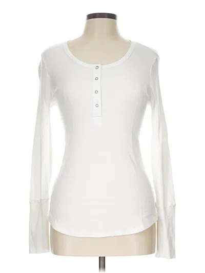 Pre-owned Splendid Long Sleeve Henley Shirt In White