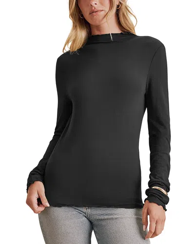 Splendid Long Sleeve Mock Neck Top In Black