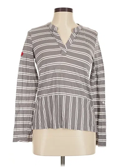 Pre-owned Splendid Long Sleeve Polo Shirt In Gray