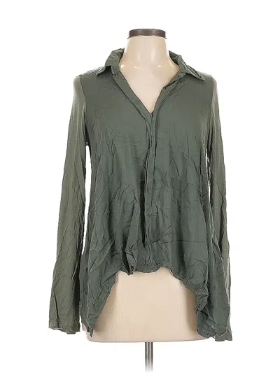 Pre-owned Splendid Long Sleeve Polo Shirt In Green