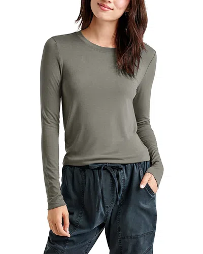 Splendid Long Sleeve T-shirt In Soft Vintage Olive Branch