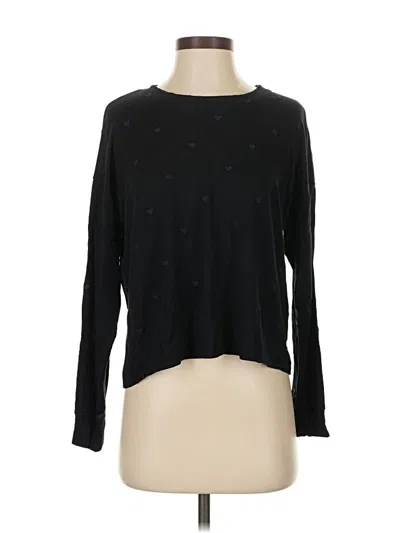Pre-owned Splendid Long Sleeve Top Black Crew Neck Tops