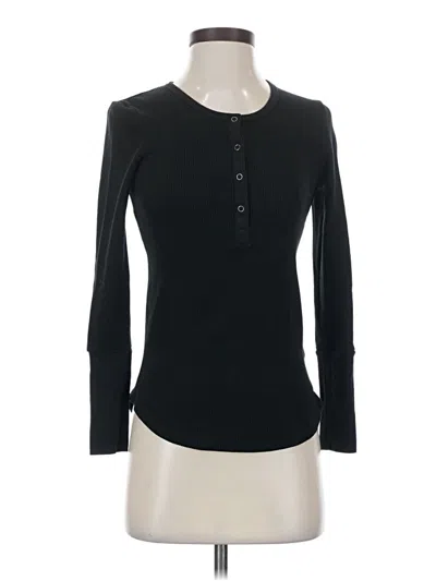 Pre-owned Splendid Long Sleeve Top Black Henley Shirt Neckline Tops