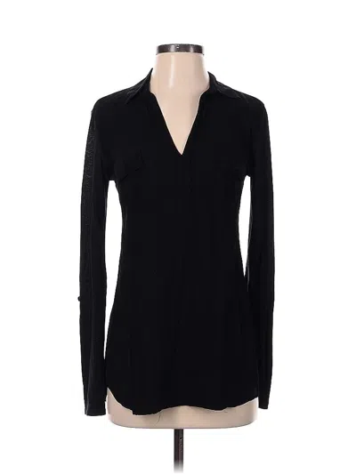 Pre-owned Splendid Long Sleeve Top Black Plunge Neckline Tops