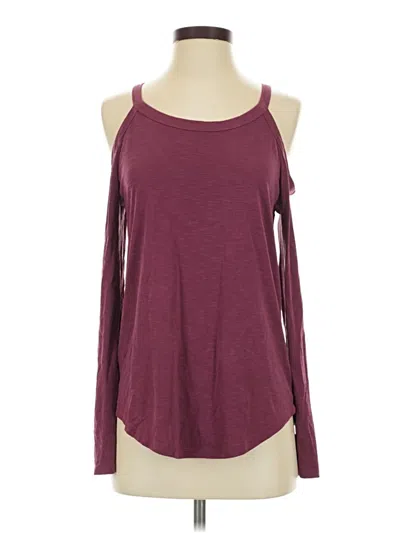 Pre-owned Splendid Long Sleeve Top Burgundy Cold Shoulder Neckline Tops