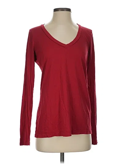 Pre-owned Splendid Long Sleeve Top Burgundy V Neck Tops