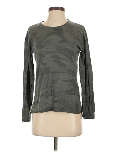 Pre-owned Splendid Long Sleeve Top Gray Camo Pattern Crew Neck Tops