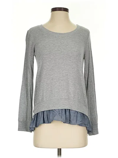 Pre-owned Splendid Long Sleeve Top Gray Crew Neck Tops