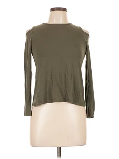 Pre-owned Splendid Long Sleeve Top Green Cold Shoulder Neckline Tops