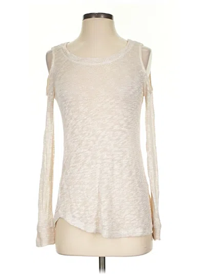 Pre-owned Splendid Long Sleeve Top Ivory Cold Shoulder Neckline Tops