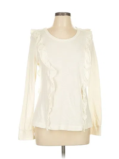 Pre-owned Splendid Long Sleeve Top Ivory Ruffles Neckline Tops