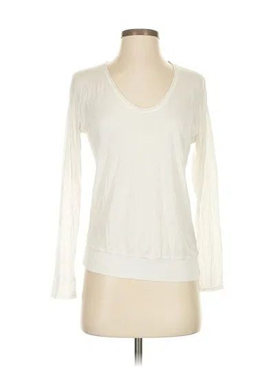 Pre-owned Splendid Long Sleeve Top Ivory Scoop Neck Tops In White
