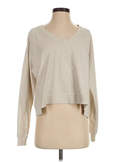 Splendid Long Sleeve Top Tan V-neck Tops In Multi