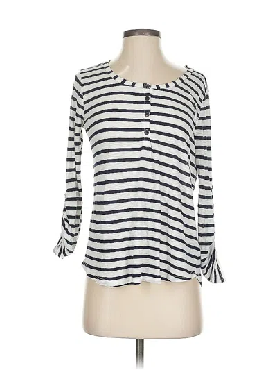 Pre-owned Splendid Long Sleeve Top White Stripes Pattern Boatneck Tops