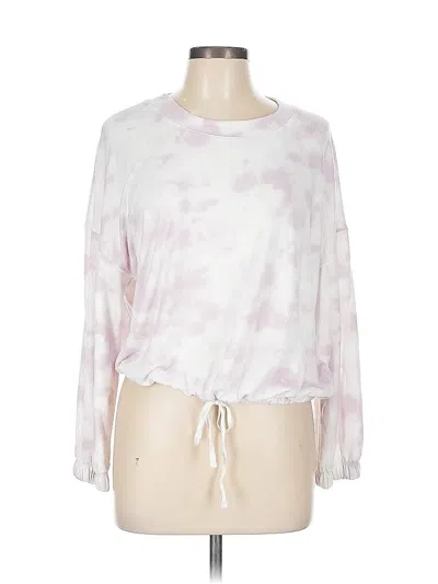 Pre-owned Splendid Long Sleeve Top White Tie-dye Pattern Keyhole Neckline Tops