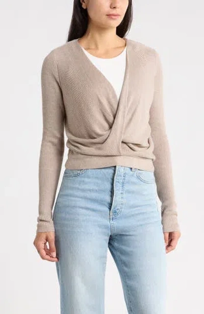 Splendid Loop Knit Surplice V-neck Sweater In Neutral